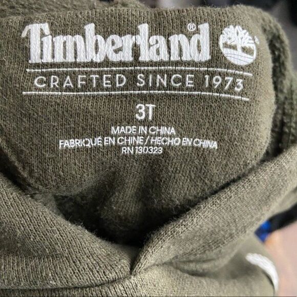 Timberland 3T Olive Green Logo Pullover Hoodie - Picture 3 of 3